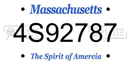 4S92787 Massachusetts License Plate