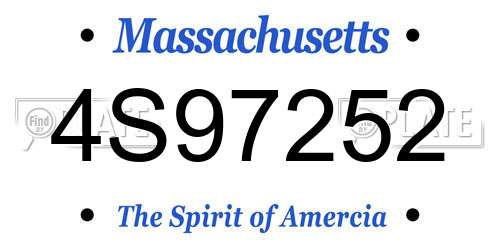 4S97252 Massachusetts License Plate