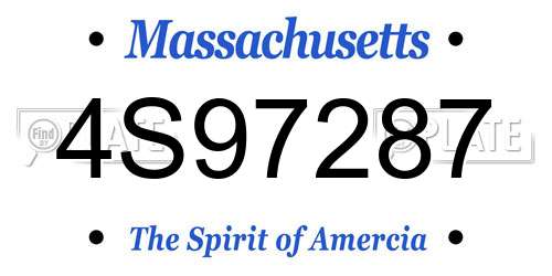 4S97287 Massachusetts License Plate