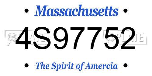 4S97752 Massachusetts License Plate