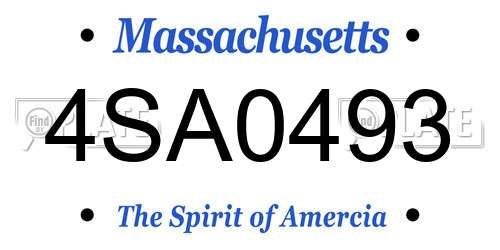 4SA0493 Massachusetts License Plate