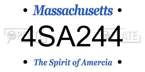 4SA244 Massachusetts License Plate