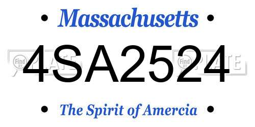 4SA2524 Massachusetts License Plate