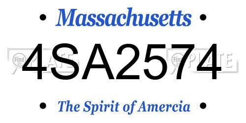 4SA2574 Massachusetts License Plate