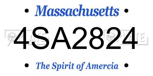 4SA2824 Massachusetts License Plate