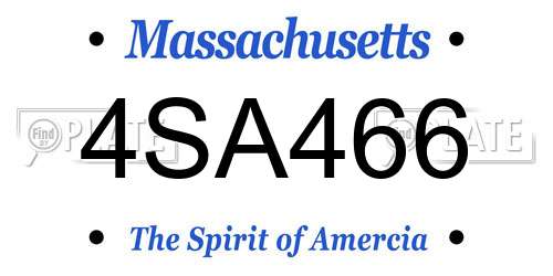 4SA466 Massachusetts License Plate