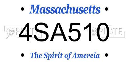 4SA510 Massachusetts License Plate