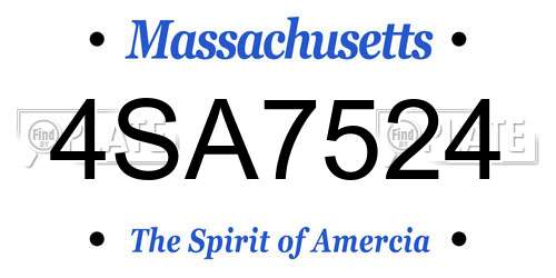 4SA7524 Massachusetts License Plate