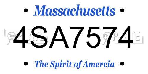 4SA7574 Massachusetts License Plate