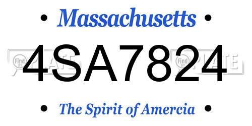 4SA7824 Massachusetts License Plate