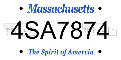 4SA7874 Massachusetts License Plate