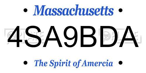 4SA9BDA Massachusetts License Plate