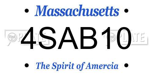 4SAB10 Massachusetts License Plate