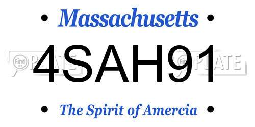4SAH91 Massachusetts License Plate
