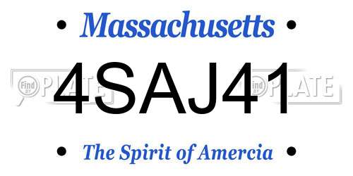 4SAJ41 Massachusetts License Plate