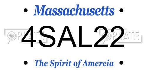 4SAL22 Massachusetts License Plate