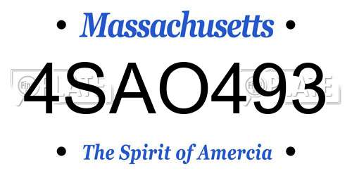 4SAO493 Massachusetts License Plate