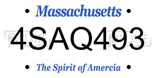 4SAQ493 Massachusetts License Plate