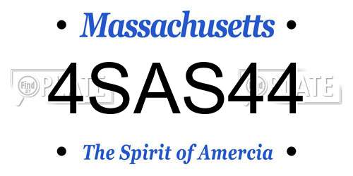 4SAS44 Massachusetts License Plate