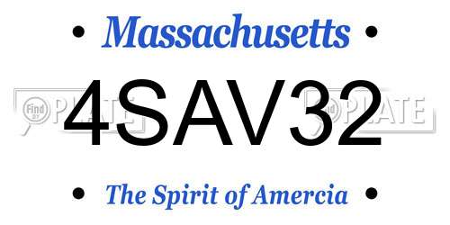 4SAV32 Massachusetts License Plate