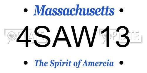 4SAW13 Massachusetts License Plate