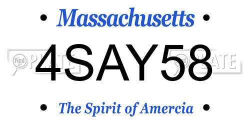 4SAY58 Massachusetts License Plate