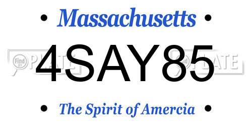 4SAY85 Massachusetts License Plate