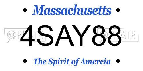 4SAY88 Massachusetts License Plate