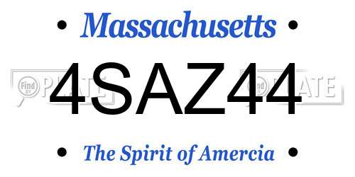 4SAZ44 Massachusetts License Plate