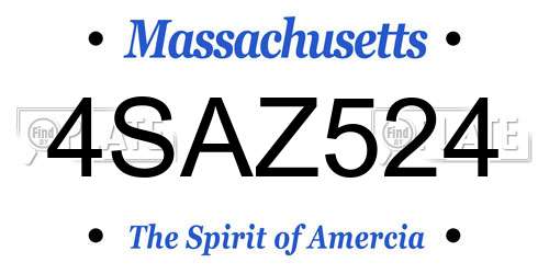 4SAZ524 Massachusetts License Plate