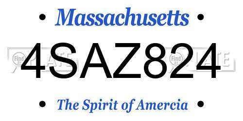 4SAZ824 Massachusetts License Plate