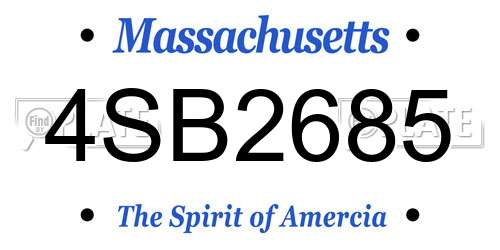4SB2685 Massachusetts License Plate