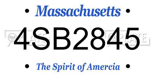 4SB2845 Massachusetts License Plate