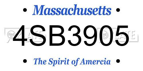 4SB3905 Massachusetts License Plate