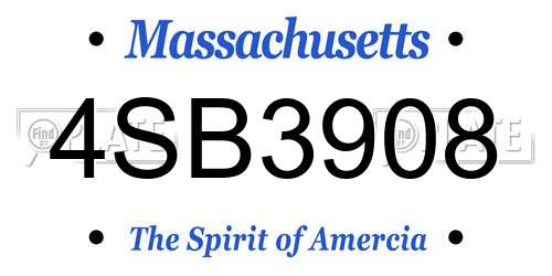 4SB3908 Massachusetts License Plate
