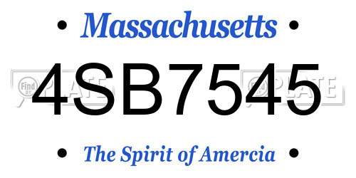 4SB7545 Massachusetts License Plate