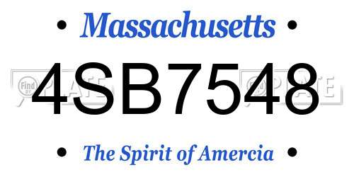 4SB7548 Massachusetts License Plate