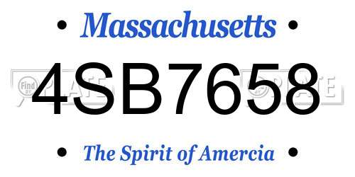 4SB7658 Massachusetts License Plate