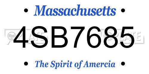4SB7685 Massachusetts License Plate