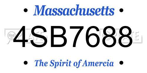 4SB7688 Massachusetts License Plate