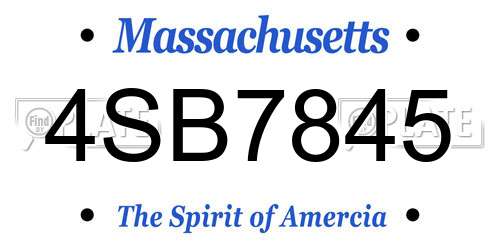 4SB7845 Massachusetts License Plate