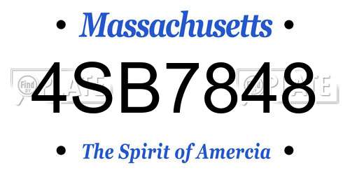 4SB7848 Massachusetts License Plate