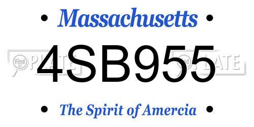 4SB955 Massachusetts License Plate