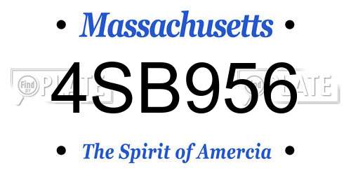 4SB956 Massachusetts License Plate