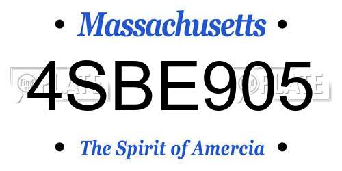 4SBE905 Massachusetts License Plate