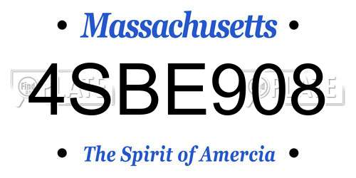 4SBE908 Massachusetts License Plate