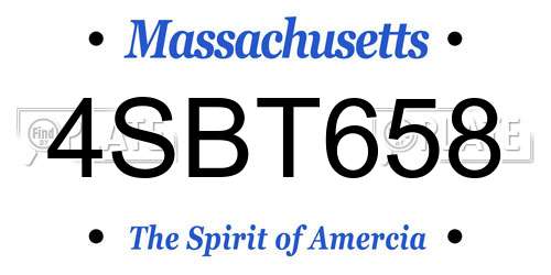 4SBT658 Massachusetts License Plate