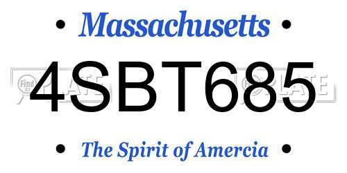 4SBT685 Massachusetts License Plate