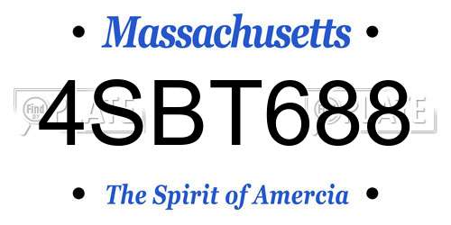 4SBT688 Massachusetts License Plate