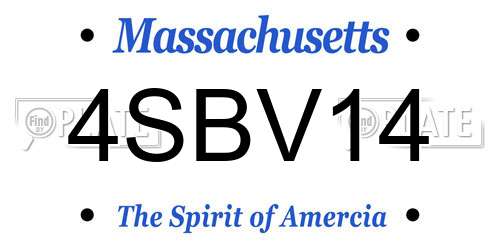 4SBV14 Massachusetts License Plate